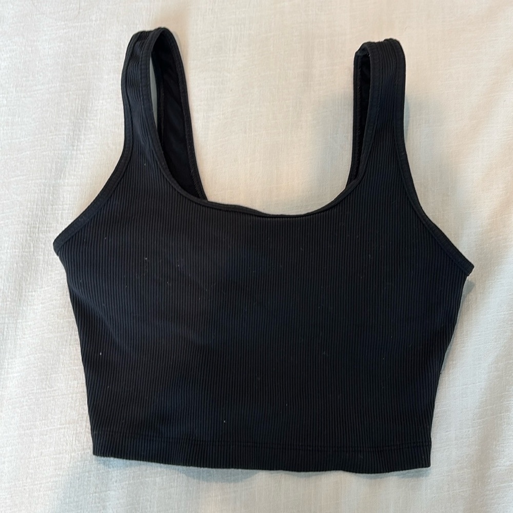 aerie ribbed black tank
